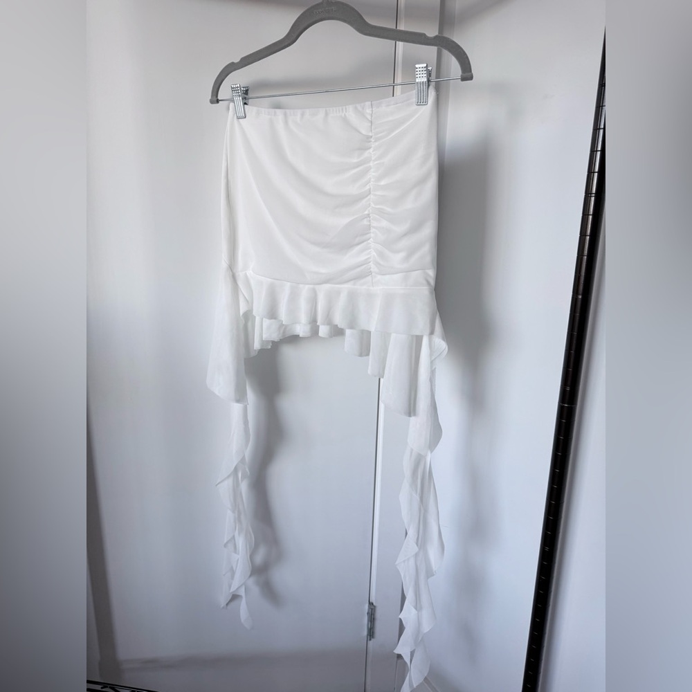 White Asymmetrical Mini Skirt